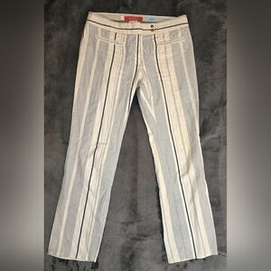 Cartonnier Anthropologie Charlie Cropped Pin Stripe Flare Pants Size 4 Nautical